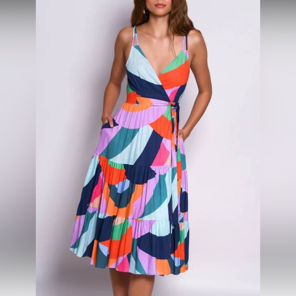 Hutch Colorful Geometric Wrap Dress